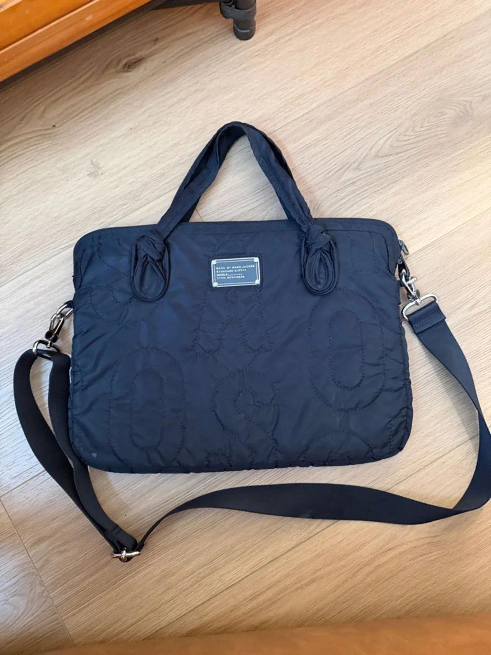 Marc Jacobs Black Quilted Nylon Laptop Tote